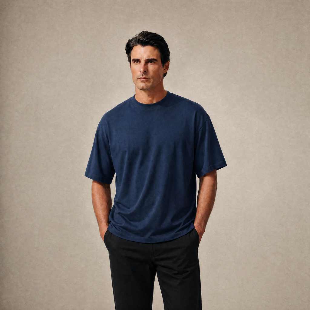 Cloud Oversized T-Shirt model Matteo in Deep Sea