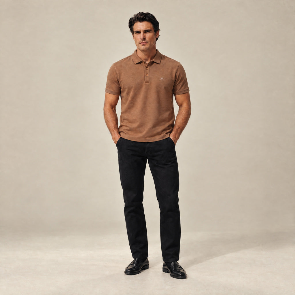 Merino Wool Polo model Matteo in Mesa