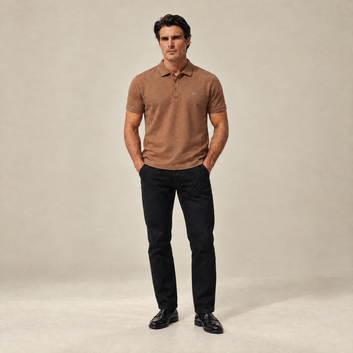 Merino Wool Polo model Matteo in Mesa