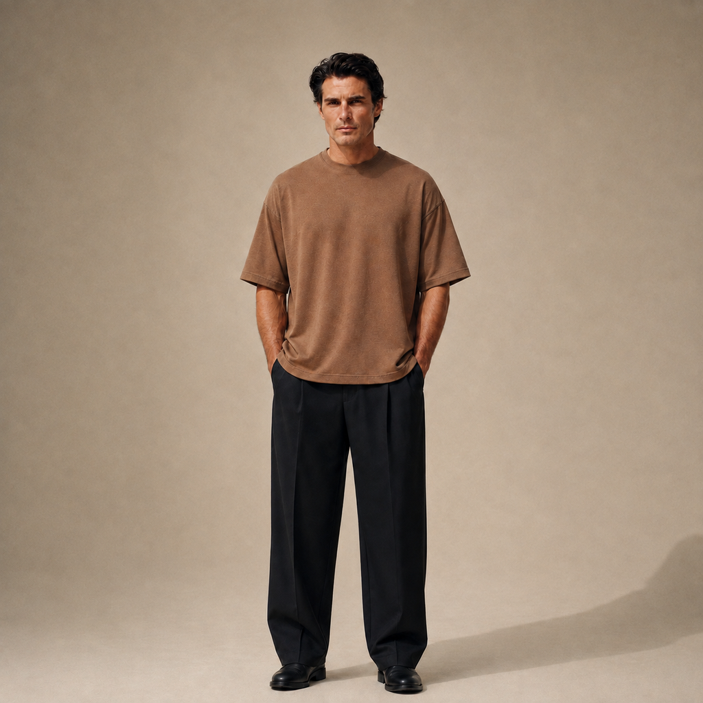 Merino Wool Oversized T-Shirt model Matteo in Mesa