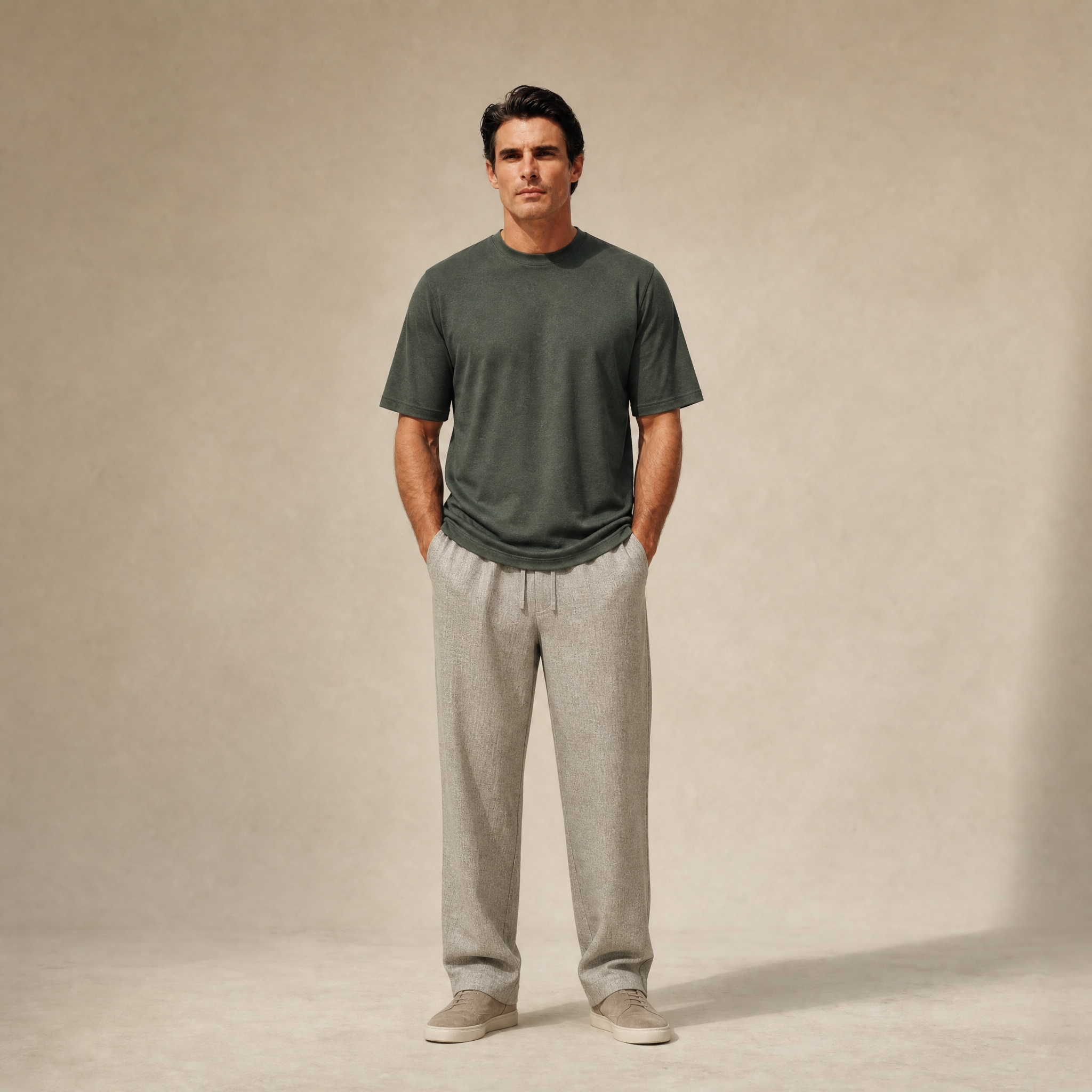 Merino Wool Oversized T-Shirt model Matteo in Flint