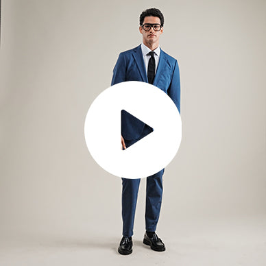 Tags:(6'1"|165) Bespoke custom athleisure technical athletic stretch suit los angeles model Jessey in Italian Blue