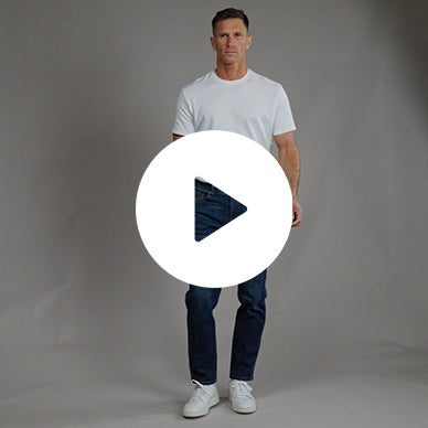 Tags:(6'0" | 180 lbs) custom men's jeans model Tyler in Sur Blue