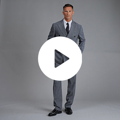 Bespoke custom athleisure technical athletic stretch suit los angeles model Tyler in Silver