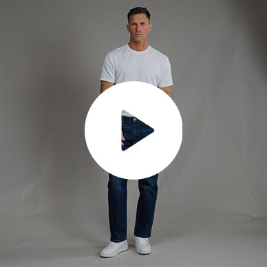 custom men's jeans model Tyler in Sur Blue