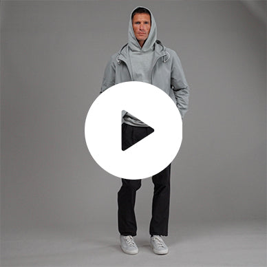 men's custom hooded jacket model Tyler in Light Gray