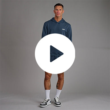 men's custom hoodie model Tyler in Deep Sea