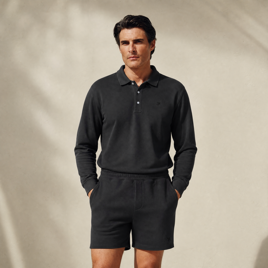 Terry Fleece Shorts model Matteo in Smoke