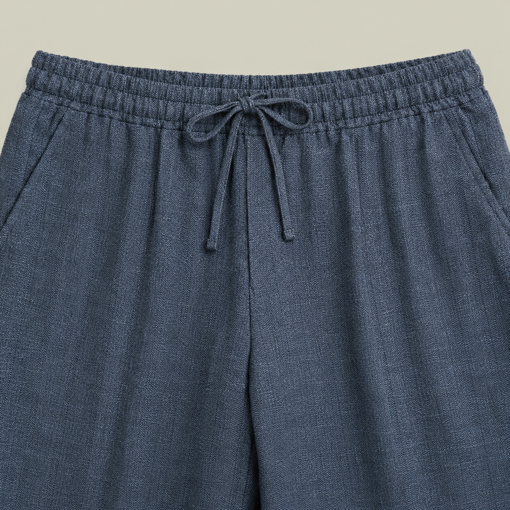 drawstring wool line silk trousers model Matteo in Zuma