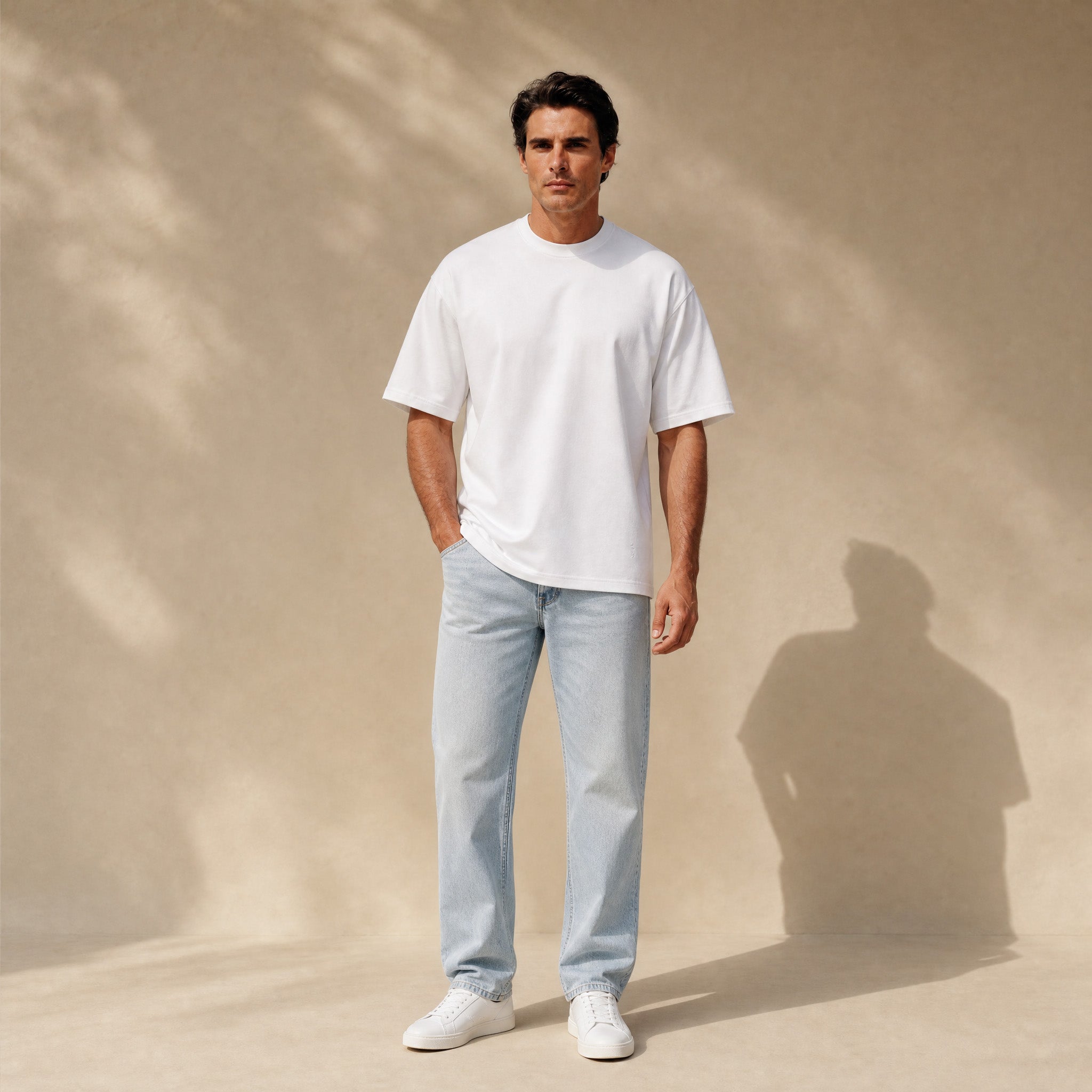 Pima Reserve Oversized T-Shirt model Matteo in White