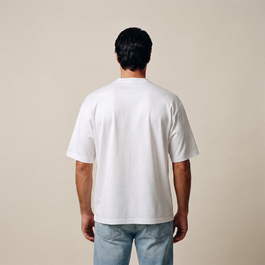 Pima Reserve Oversized T-Shirt model Matteo in White