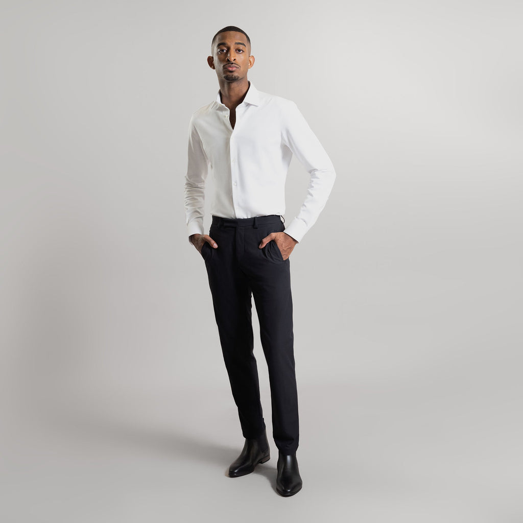 Custom Bespoke Tailored Spread Shirt model Ky in White PureTech