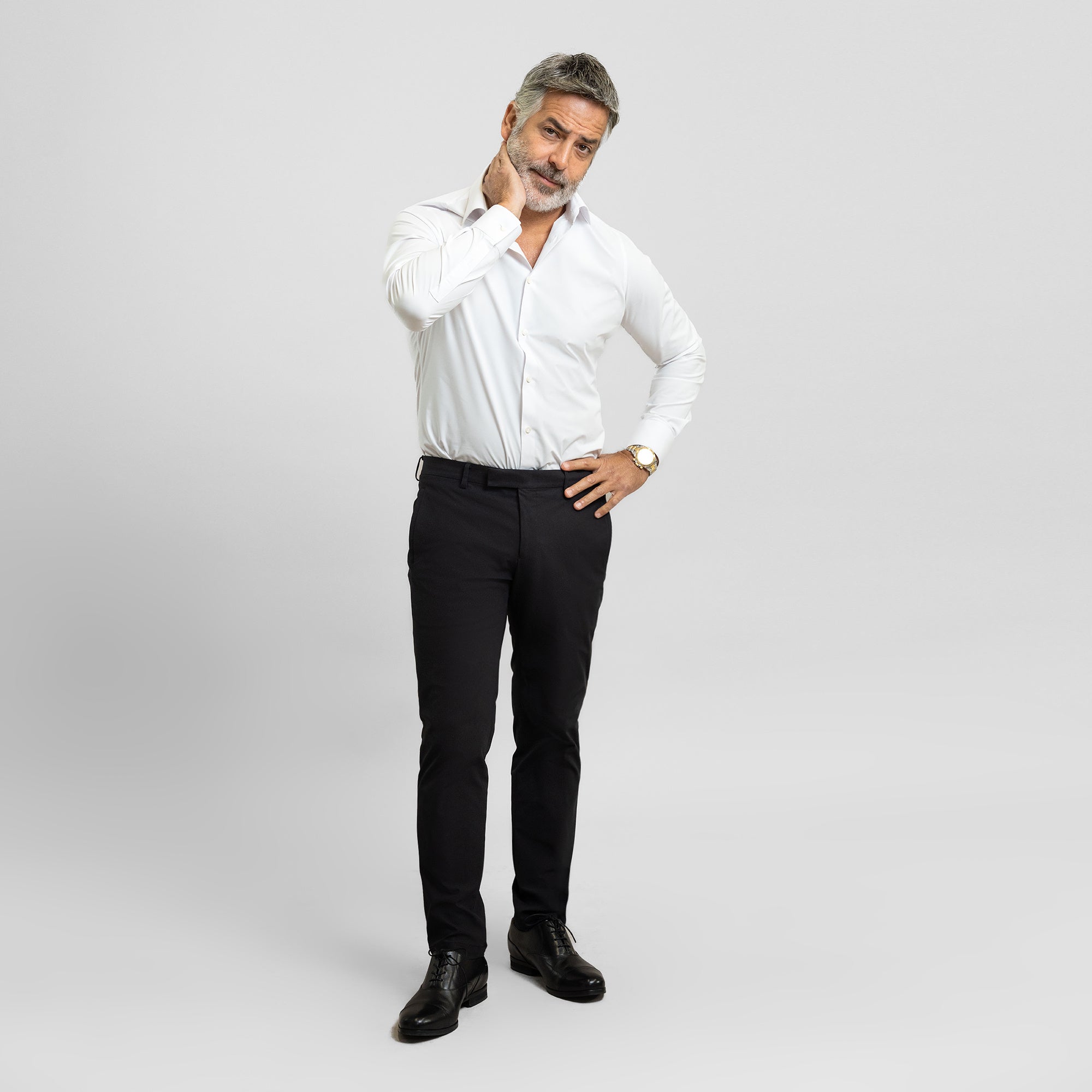 bespoke custom trousers pant chino performance technical model Guillermo in Black