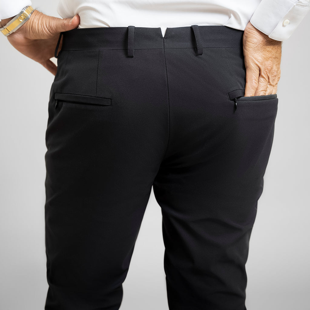 bespoke custom trousers pant chino performance technical model Guillermo in Black