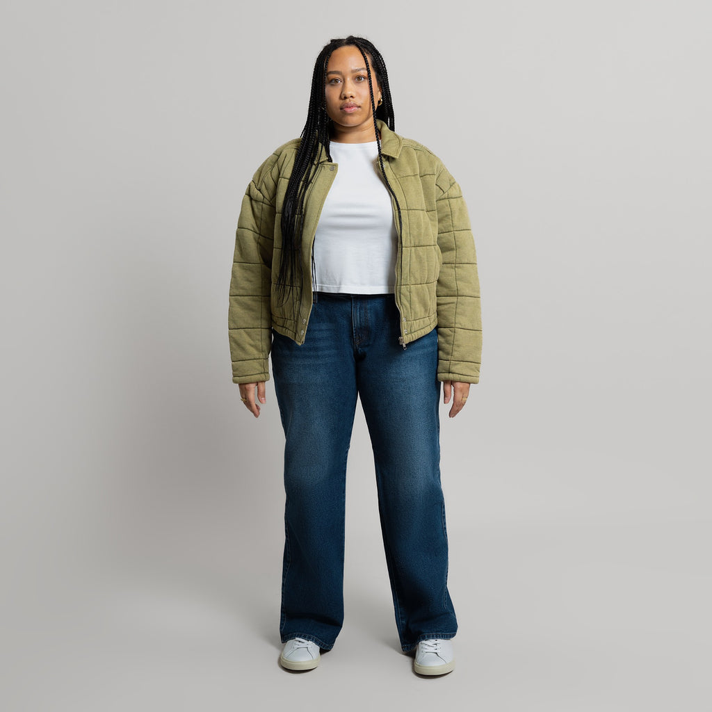 Tags:(5'2"|10-12) True vintage relaxed straight jeans custom sizeless tailored model Alysa in Faded Sur