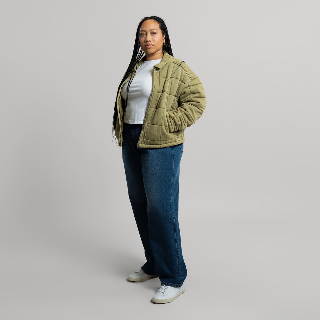 Tags:(5'2"|10-12) True vintage relaxed straight jeans custom sizeless tailored model Alysa in Faded Sur