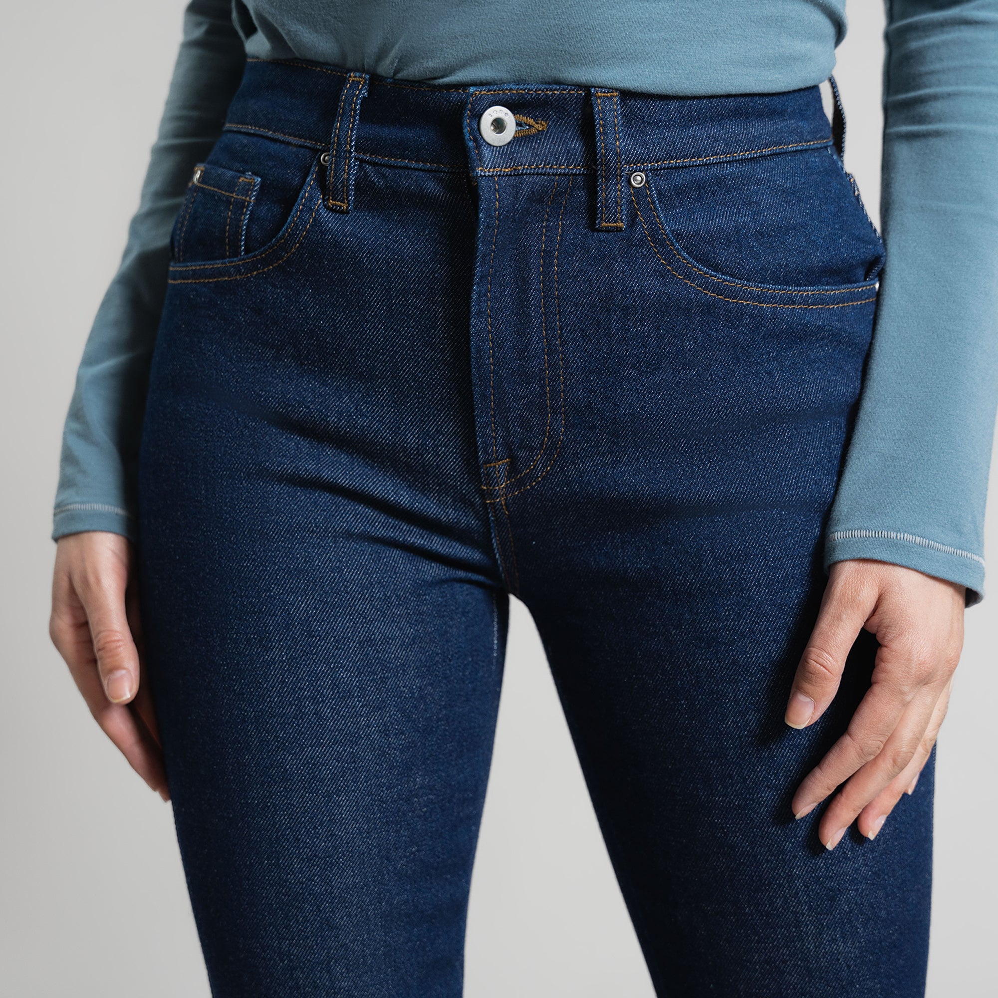 Tags:(5'8"|0-2) custom bootcut jeans vintage model Moe in Deep Indigo