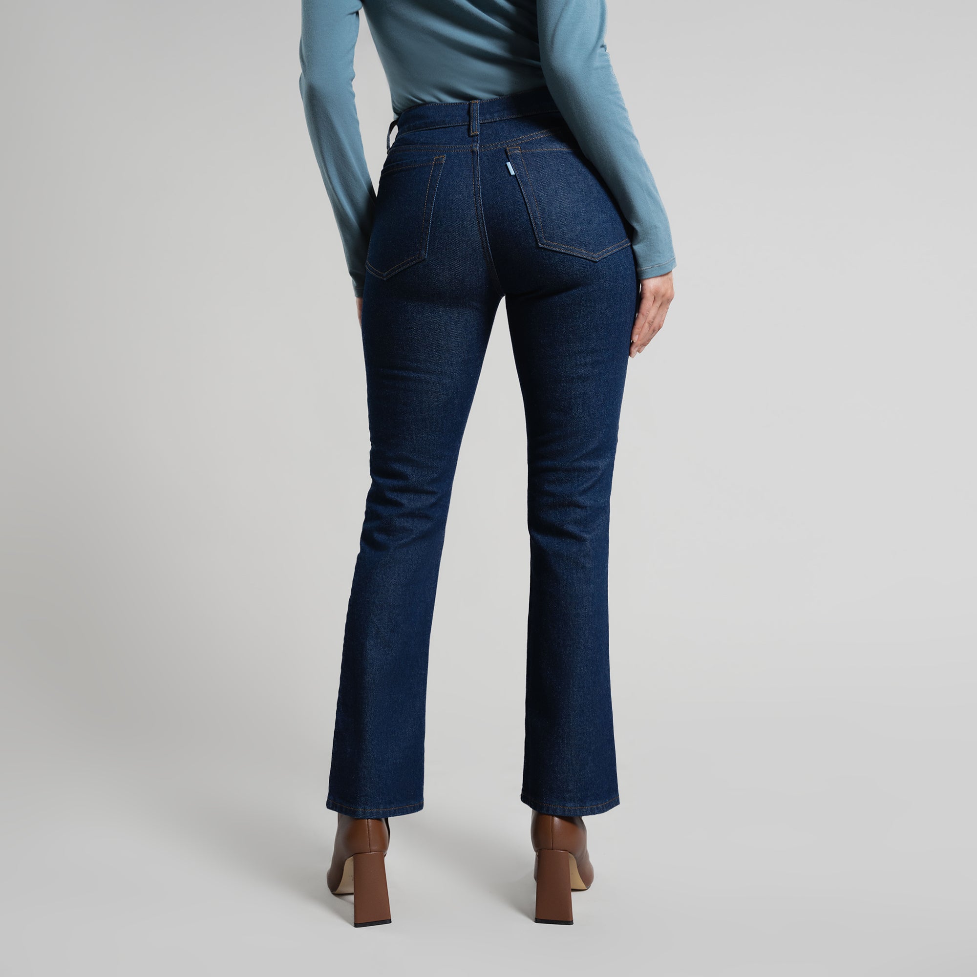 Tags:(5'8"|0-2) custom bootcut jeans vintage model Moe in Deep Indigo