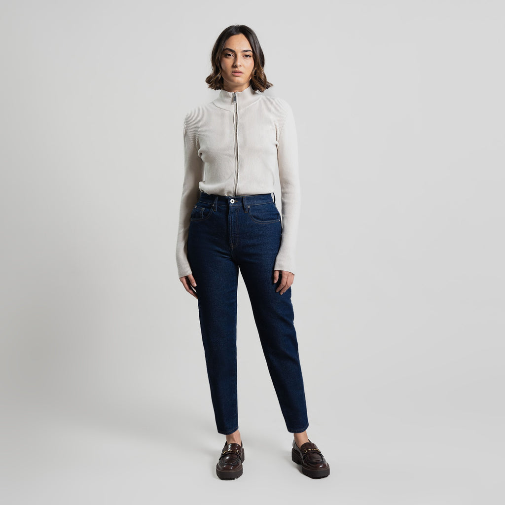 Tags:(5'8"|0-2) True vintage mom jeans custom sizeless tailored model Moe in Deep Indigo