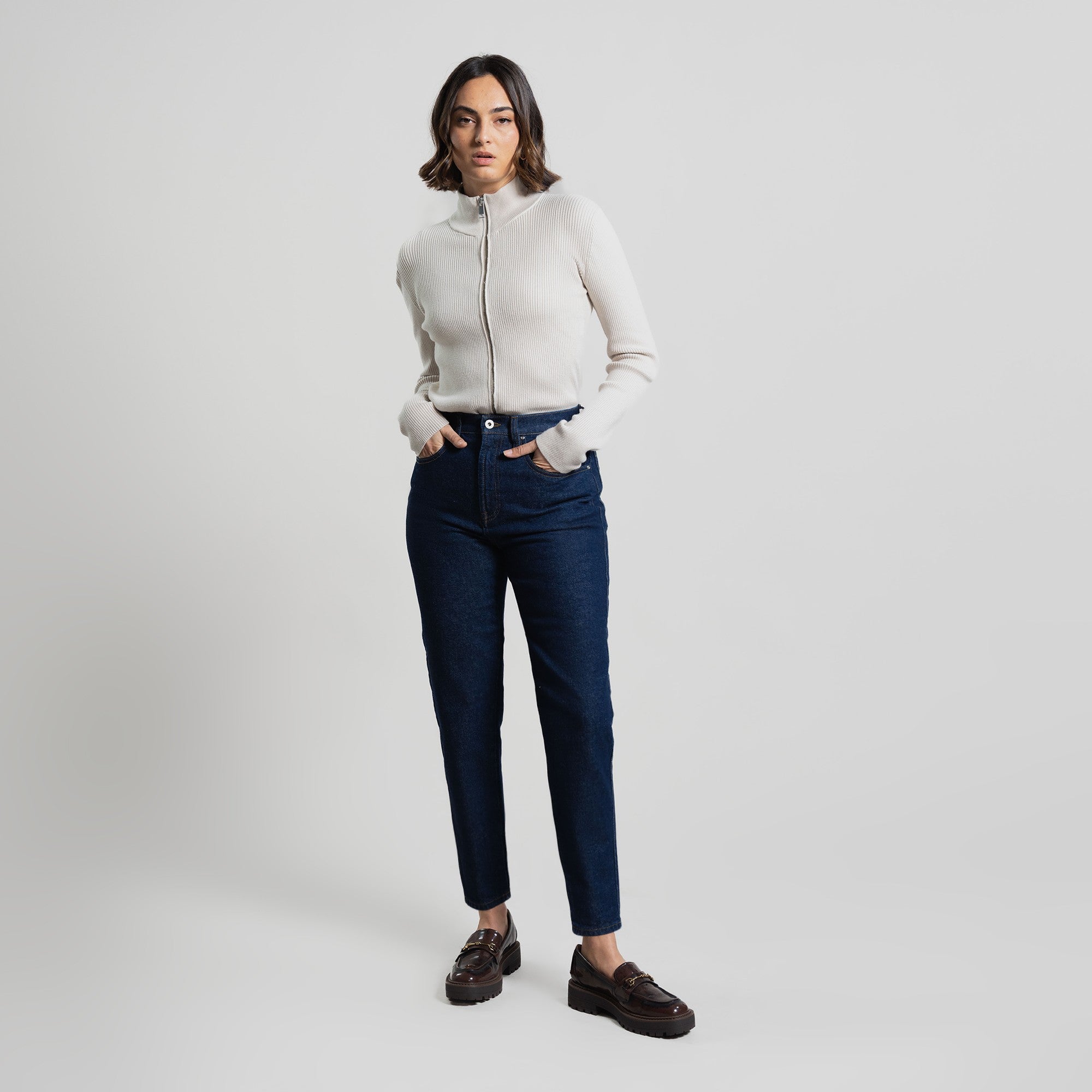 Tags:(5'8"|0-2) True vintage mom jeans custom sizeless tailored model Moe in Deep Indigo