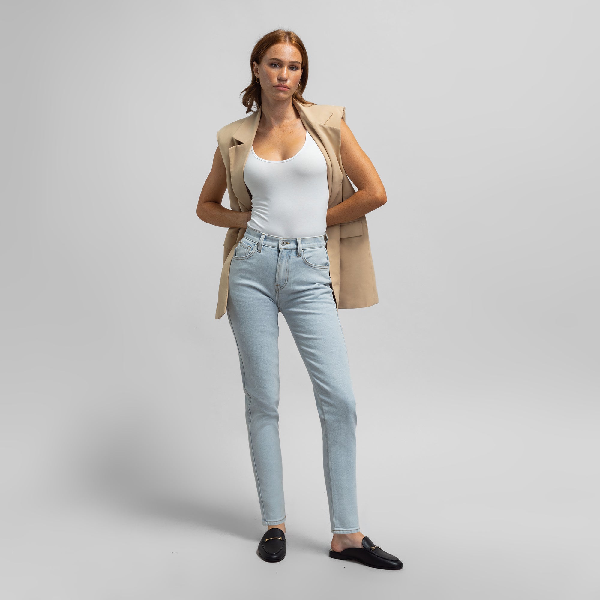 cigarette custom jeans vintage model Kelsey in Light Sky