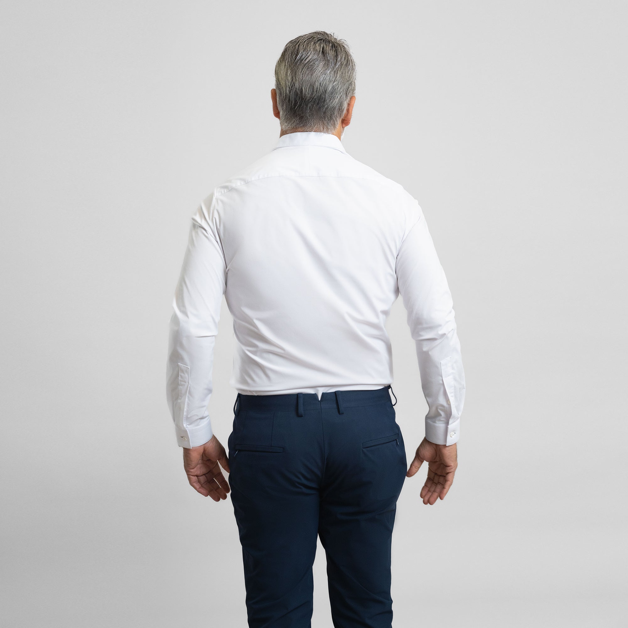 Bespoke Custom Dorsey Shirt model Guillermo in White BreezeTech