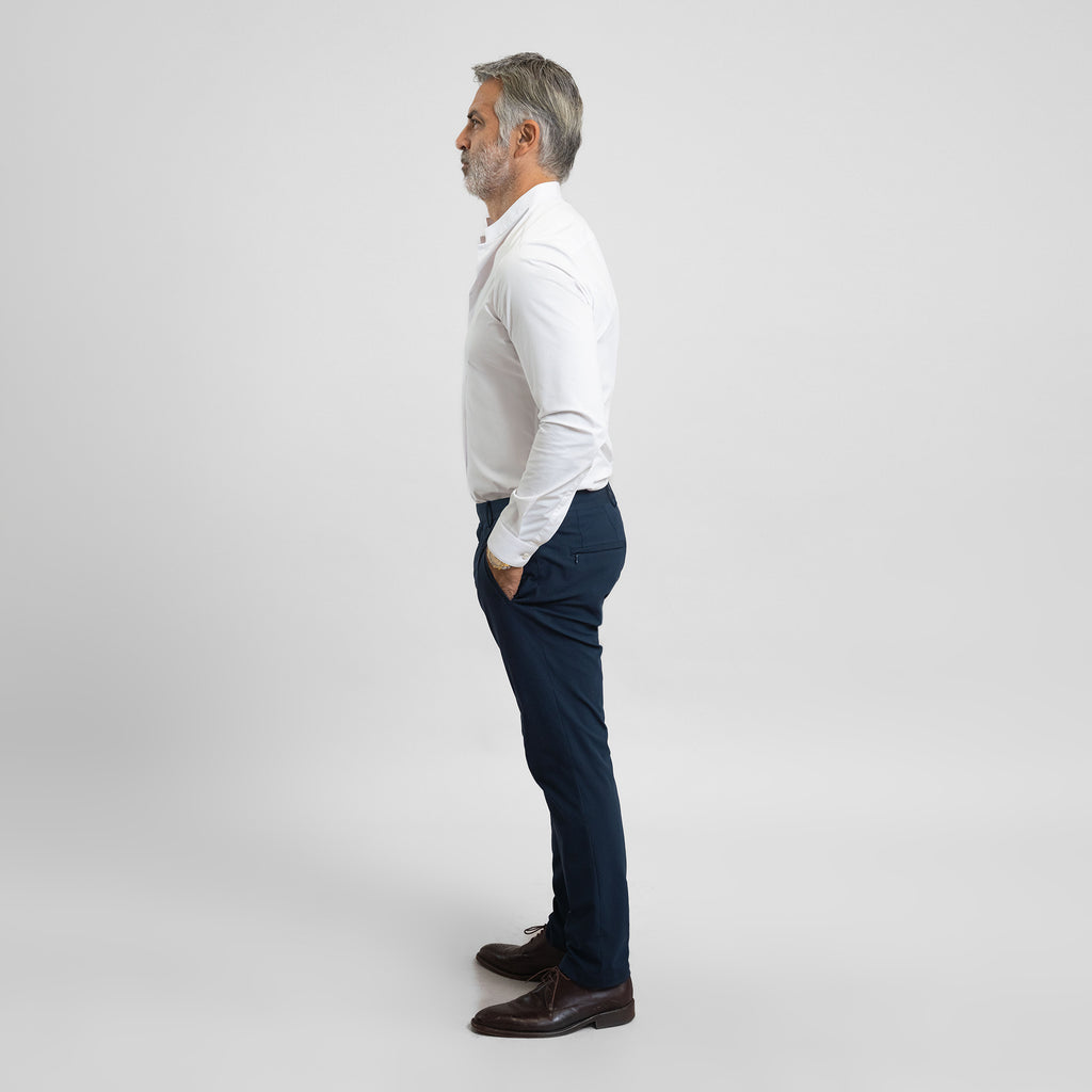 Bespoke Custom Dorsey Shirt model Guillermo in White BreezeTech
