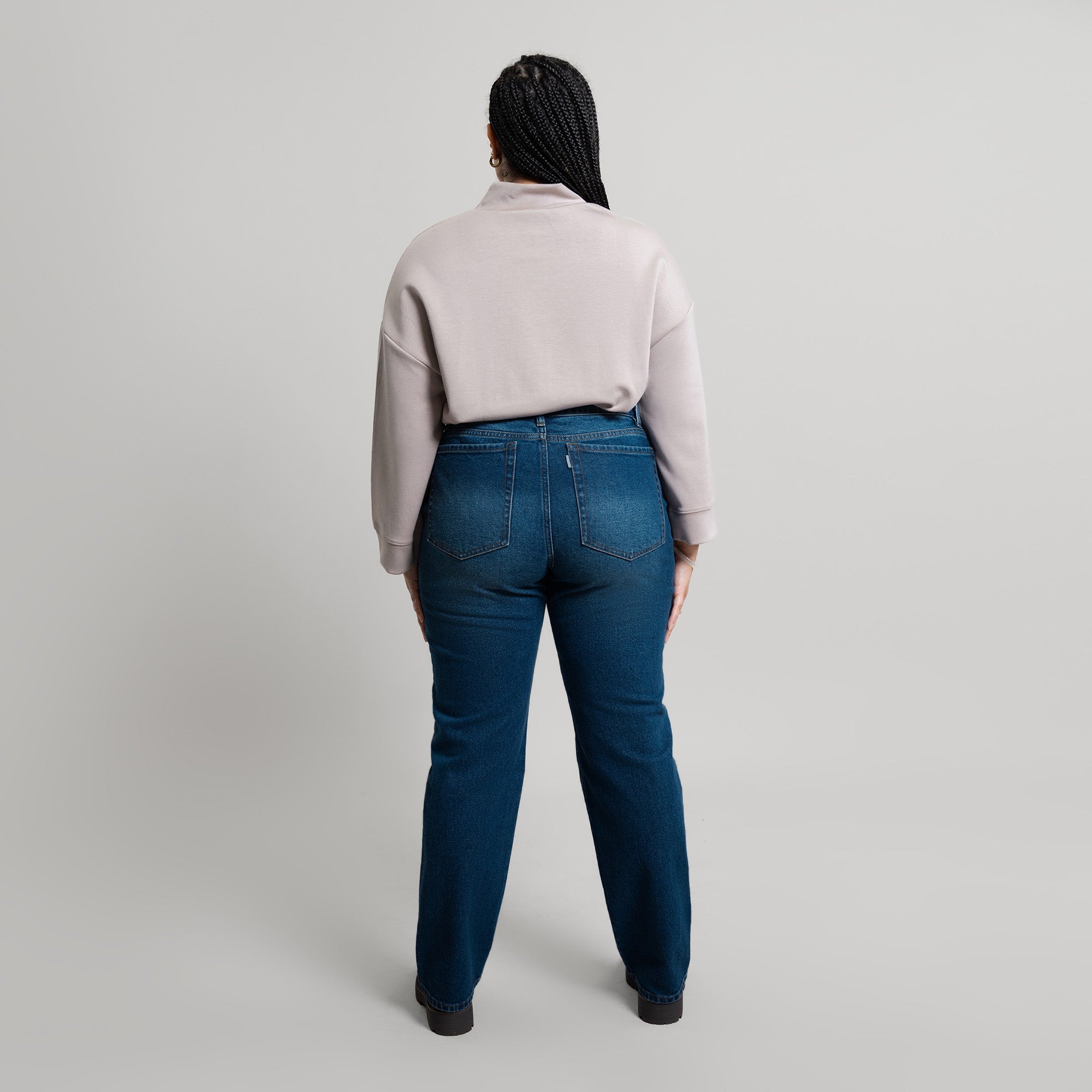 Tags:(5'2"|10-12) True straight jeans custom sizeless tailored model Alysa in Faded Sur