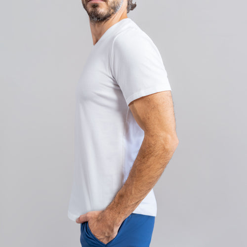 Cloud Curved Hem V-Neck T-Shirt (Men)