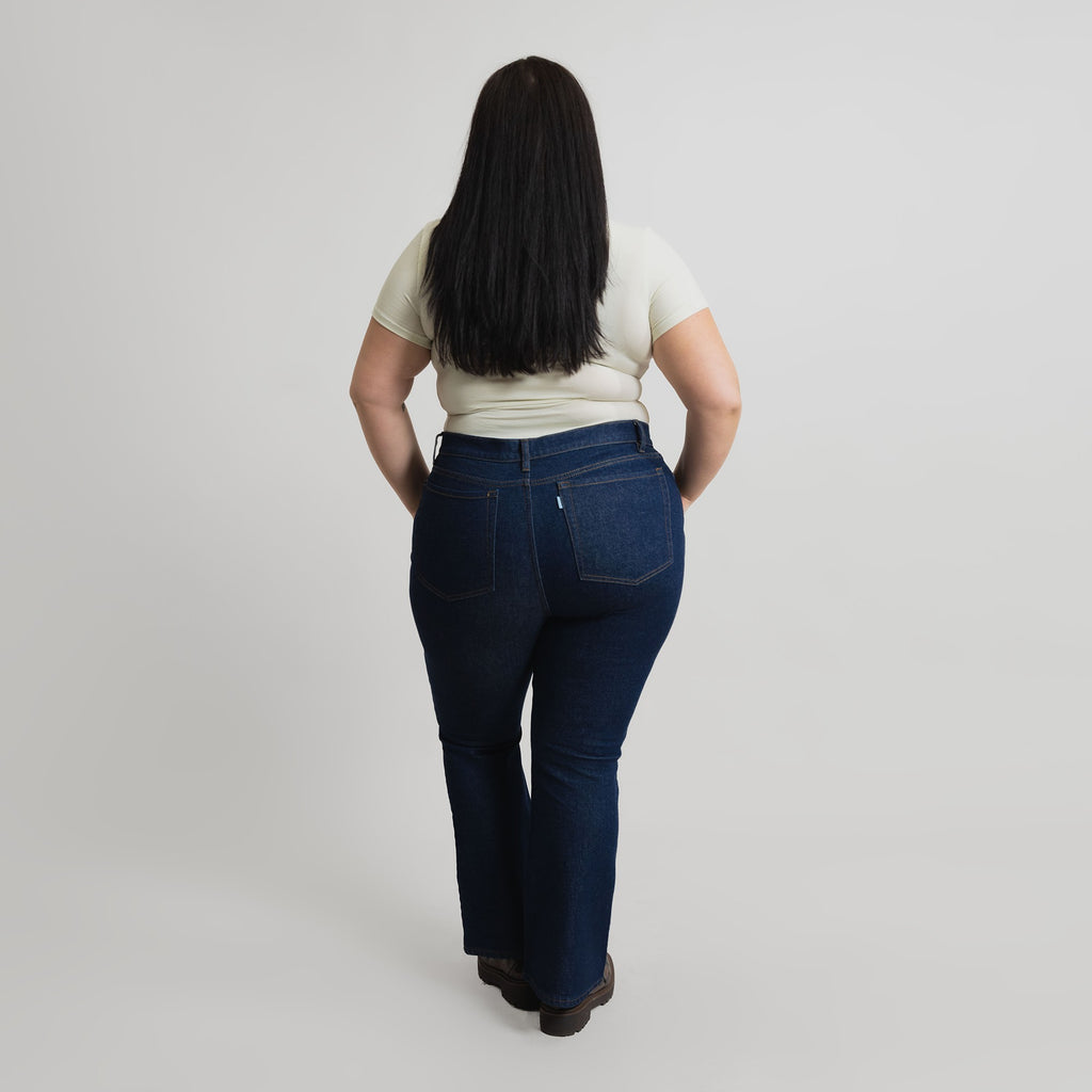 Tags:(5'9"|14-16) custom bootcut jeans vintage model Moe in Deep Indigo