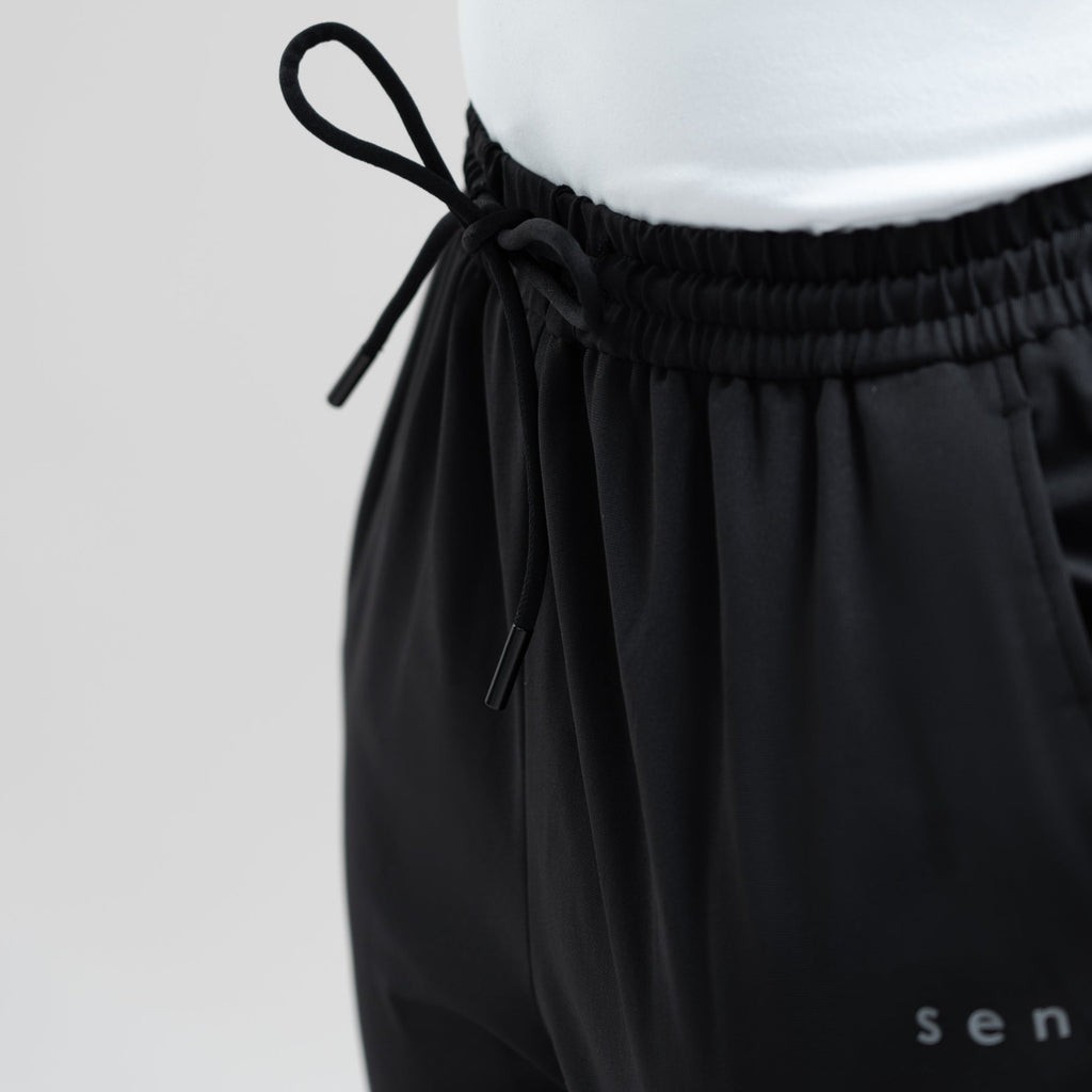 custom bespoke athleisure drawstring jogger model Amara in Enso Black