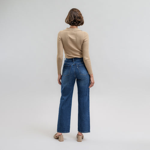 Deep Pocket Wide Leg Jean in Raw Indigo