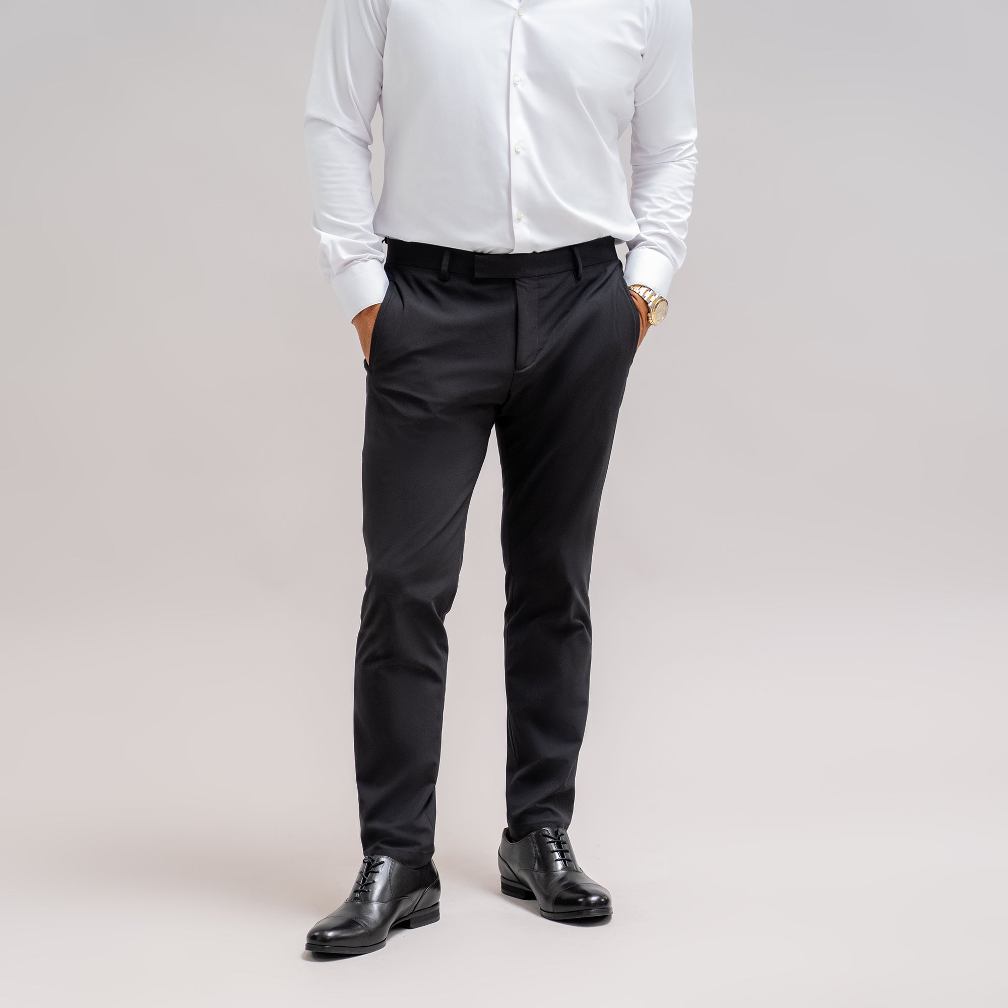 bespoke custom trousers pant chino performance technical model Guillermo in Black