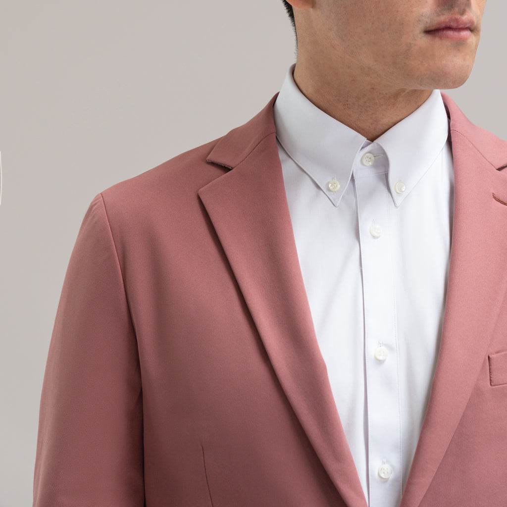 Custom Bespoke Tailored Mercer Shirt model Jesse in White BreezeTech