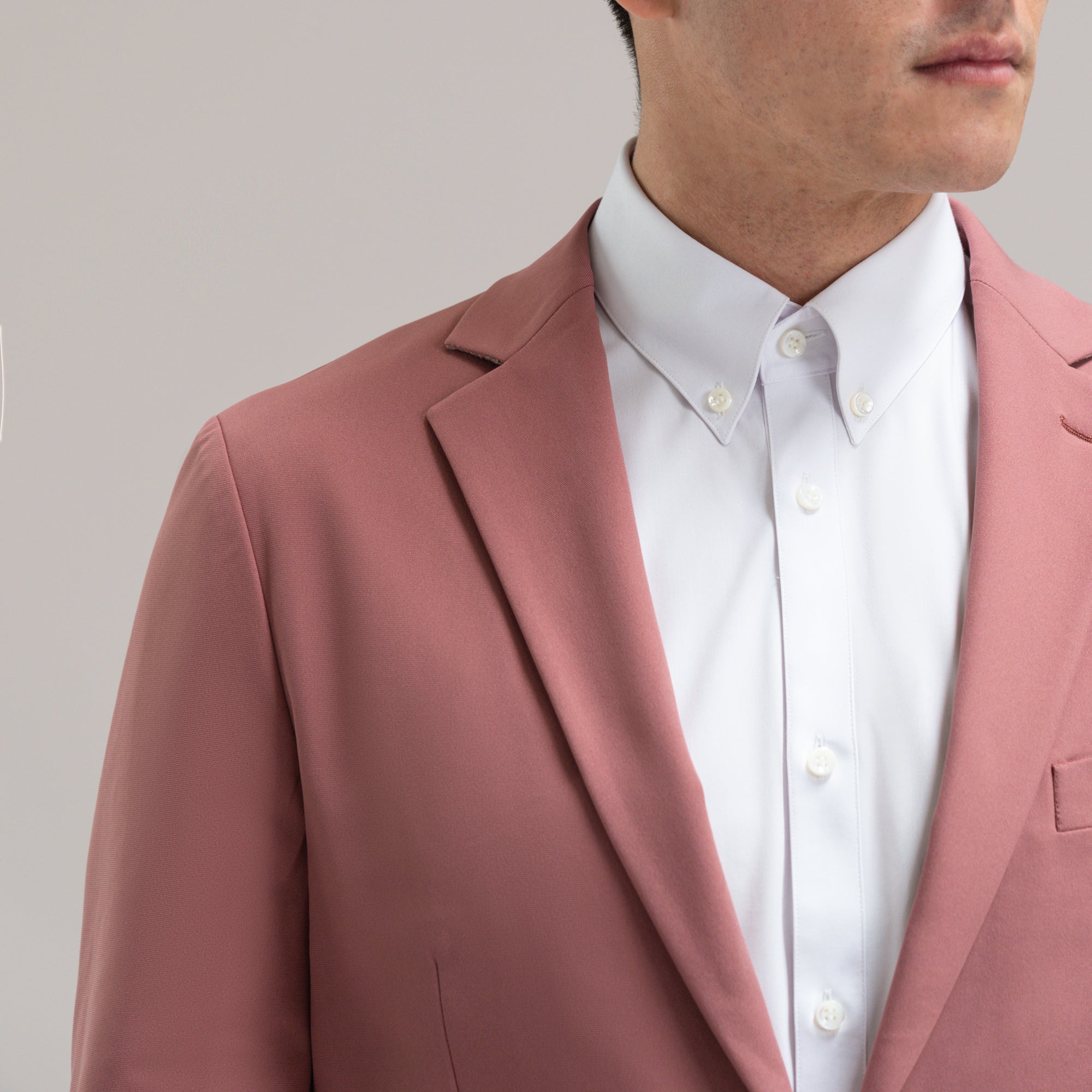 Custom Bespoke Tailored Mercer Shirt model Jesse in White BreezeTech