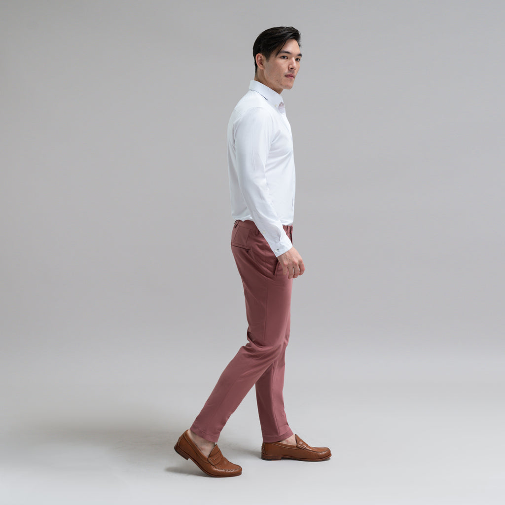 Custom Bespoke Tailored Mercer Shirt model Jesse in White BreezeTech