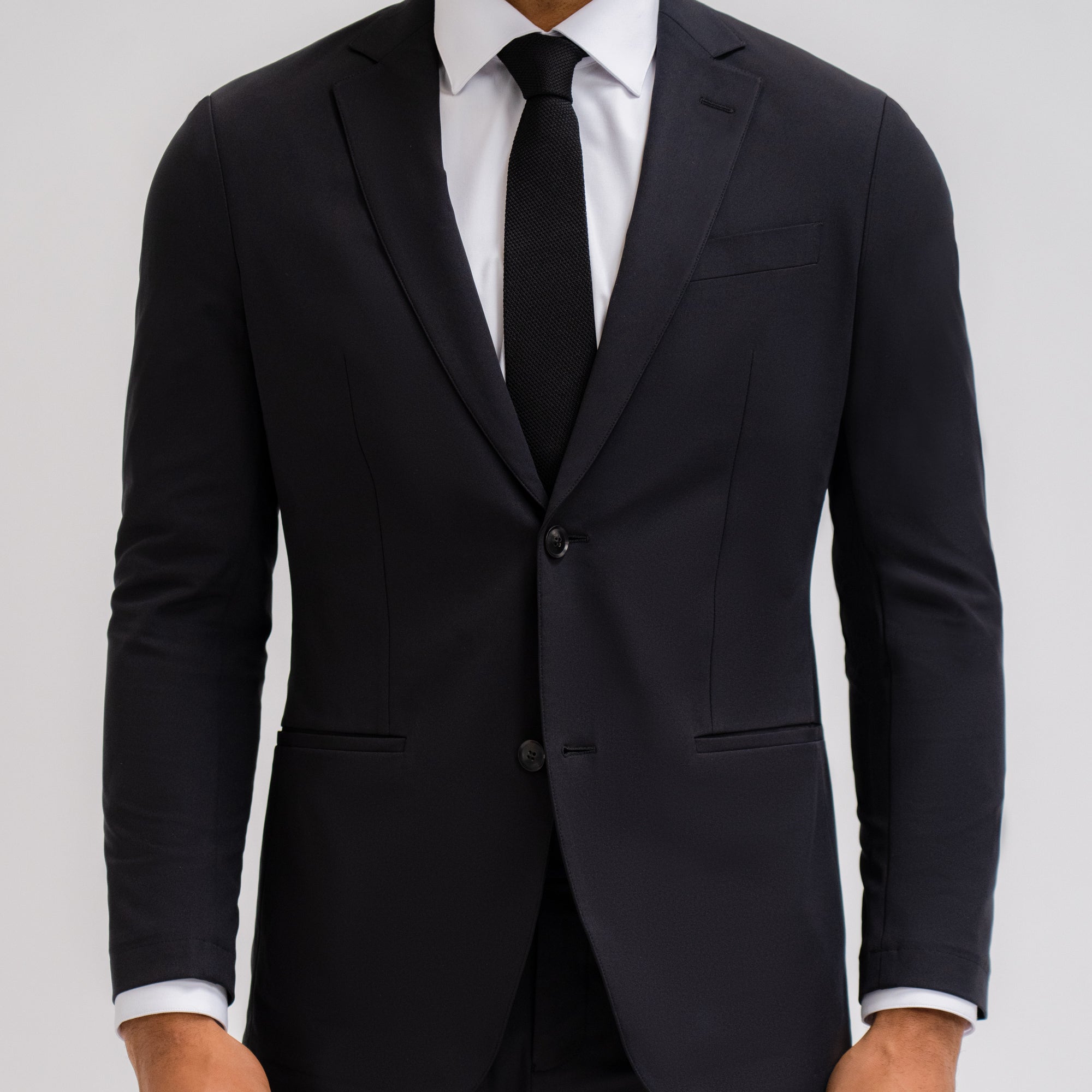 bespoke custom athleisure travel men's suit los angeles model Theon in Black