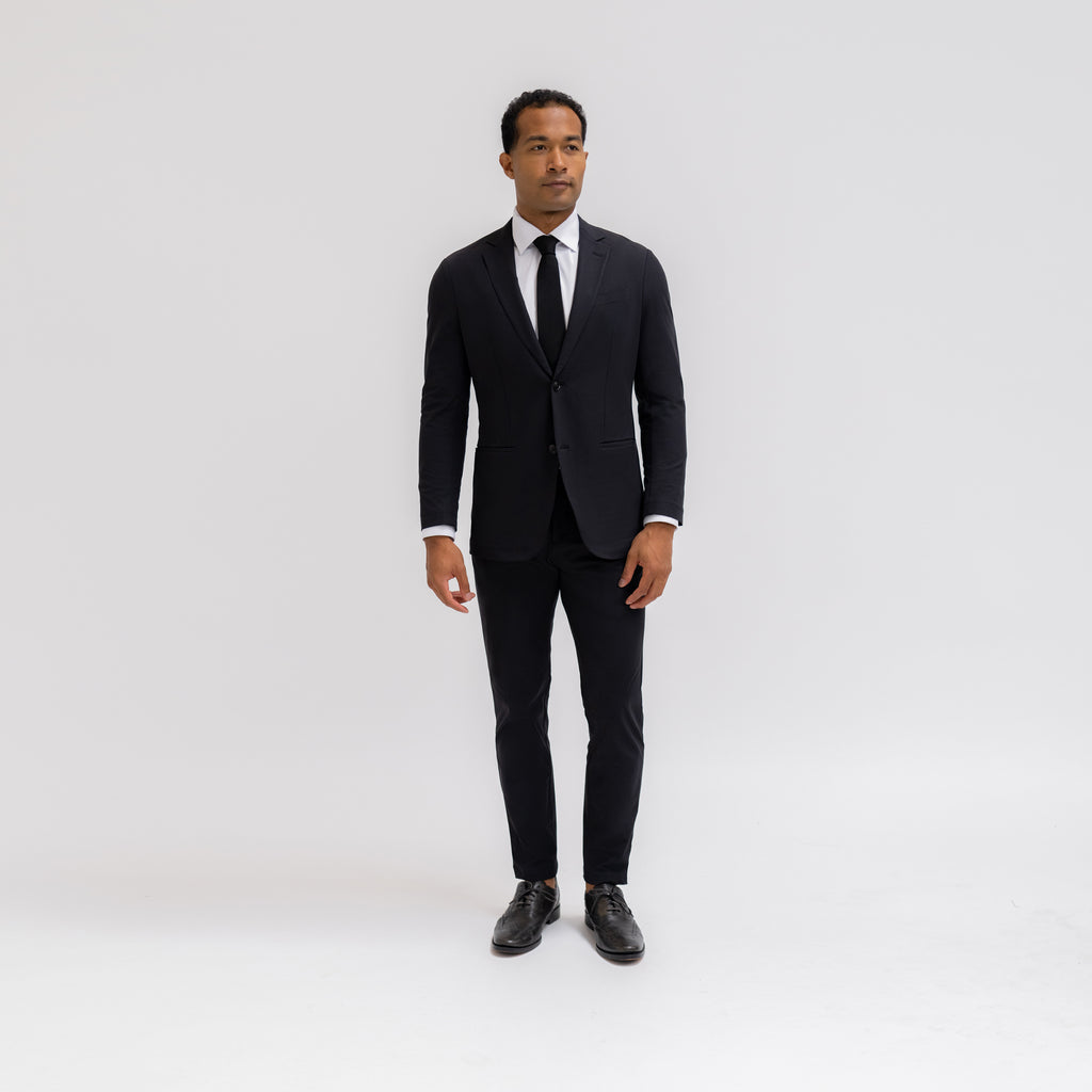 bespoke custom athleisure travel men's suit los angeles model Theon in Black