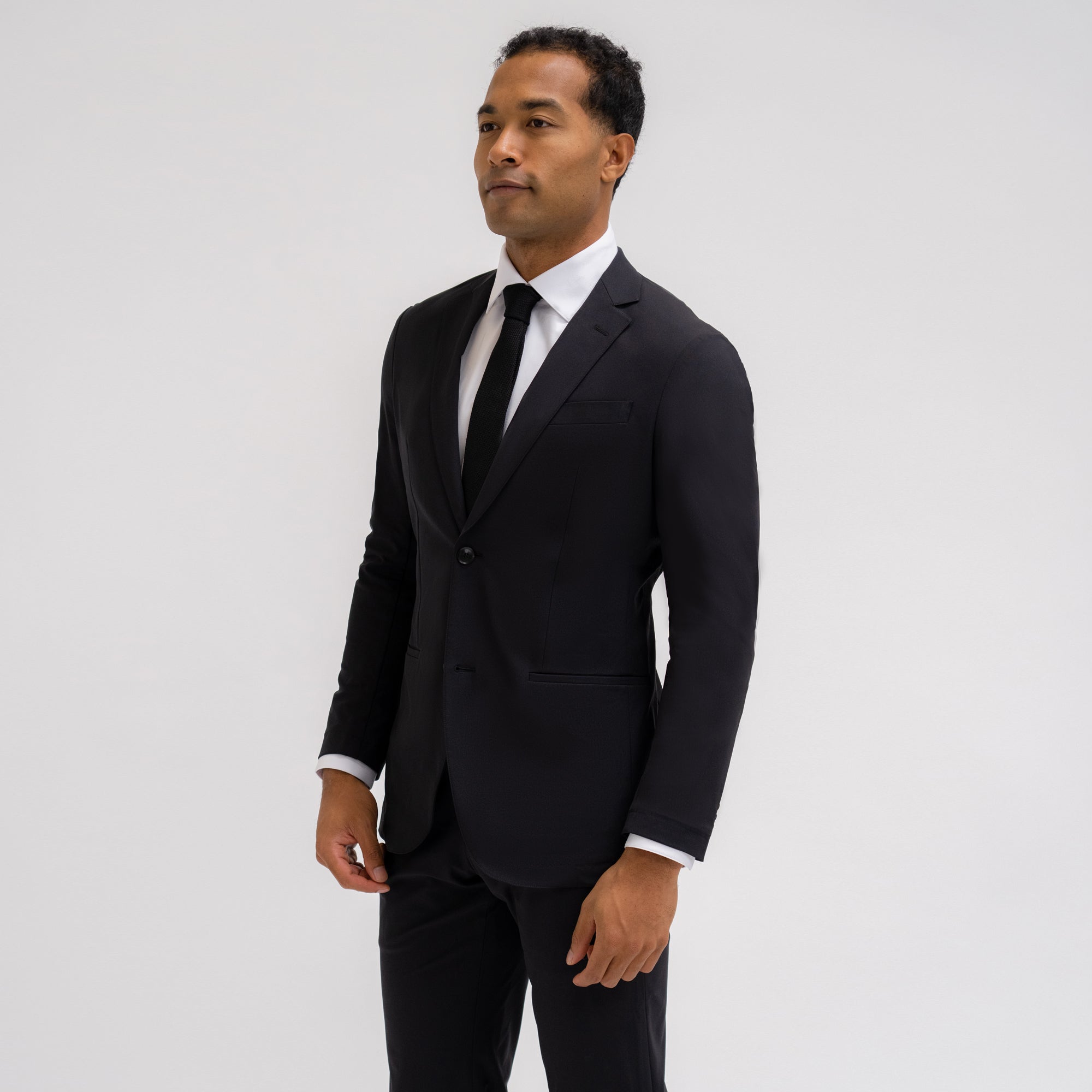 bespoke custom athleisure travel men's suit los angeles model Theon in Black