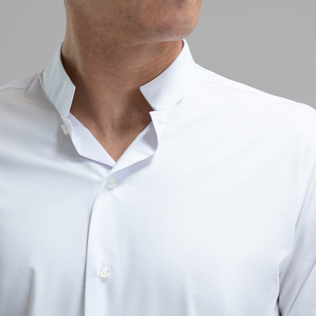 Bespoke Custom Dorsey Shirt model Jesse in White BreezeTech