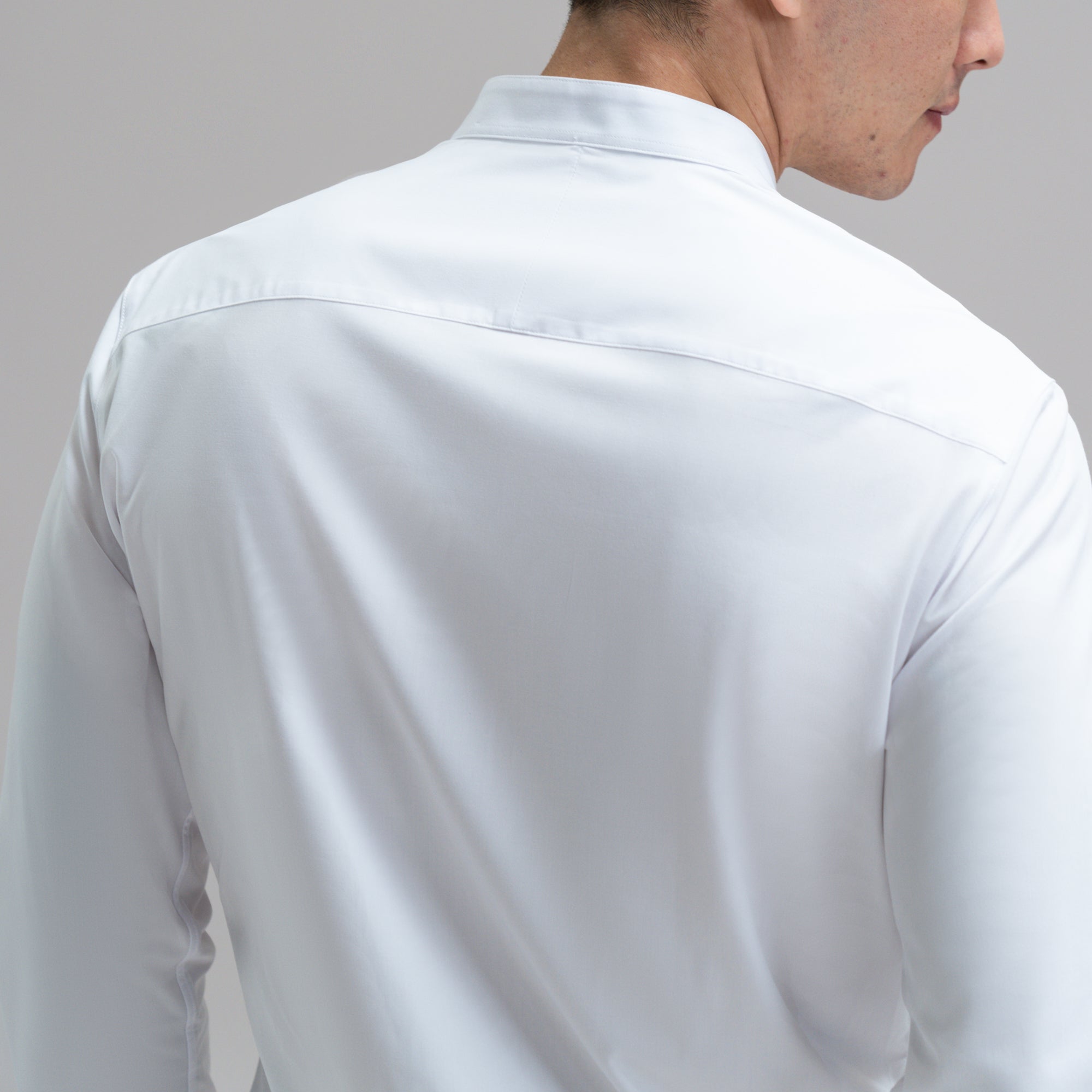 Bespoke Custom Dorsey Shirt model Jesse in White BreezeTech