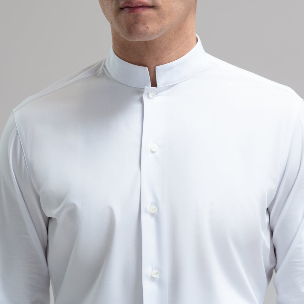 Bespoke Custom Dorsey Shirt model Jesse in White BreezeTech