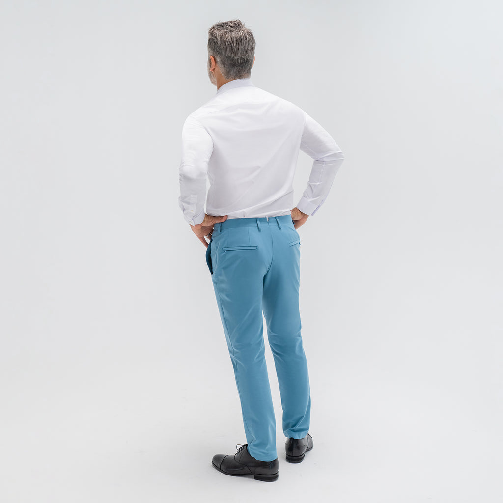 Bespoke Custom Dorsey Shirt model Guillermo in White BreezeTech 
