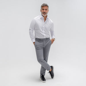 Custom Bespoke Tailored Spread Shirt model Guillermo in White BreezeTech