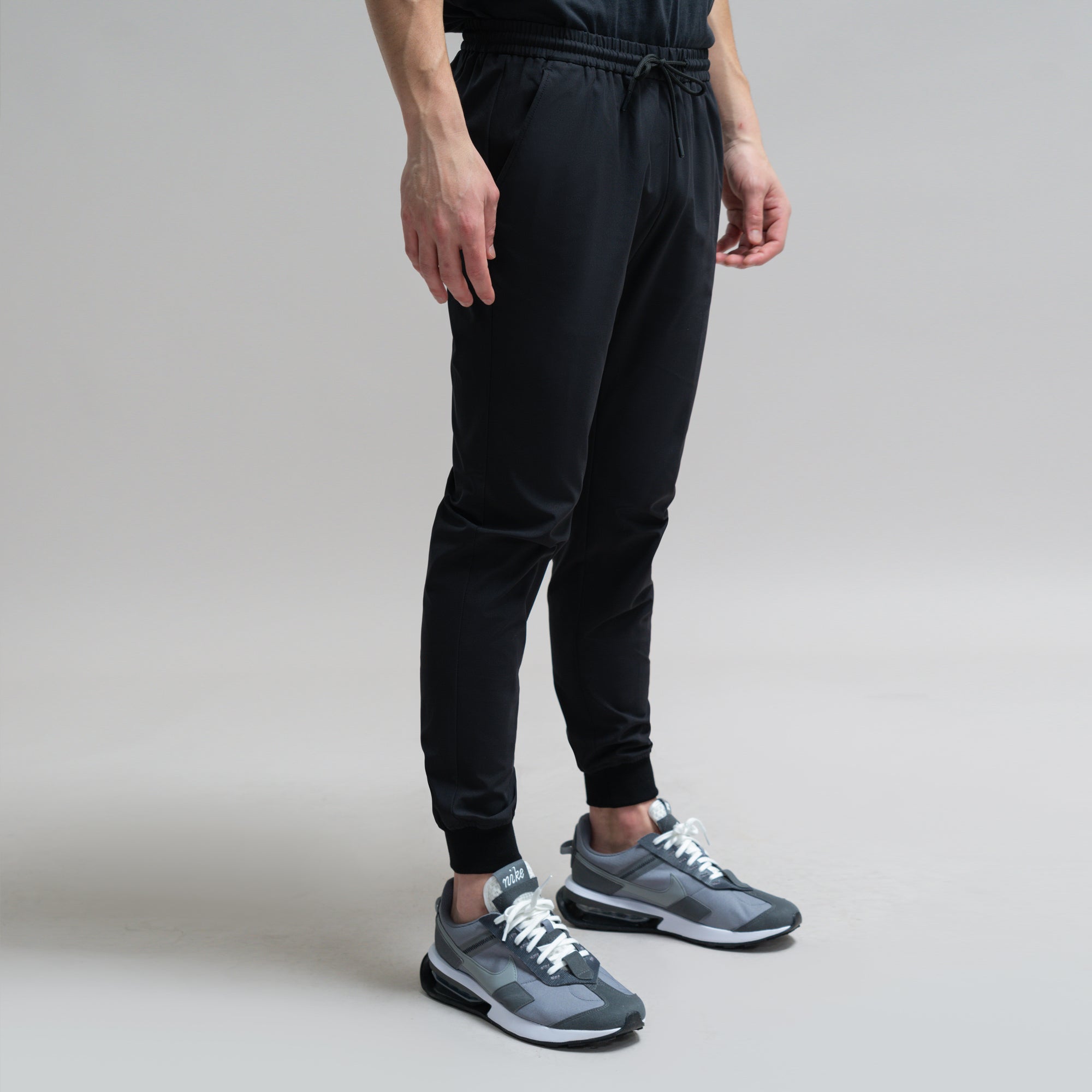 custom bespoke athleisure drawstring jogger model Jesse in Black