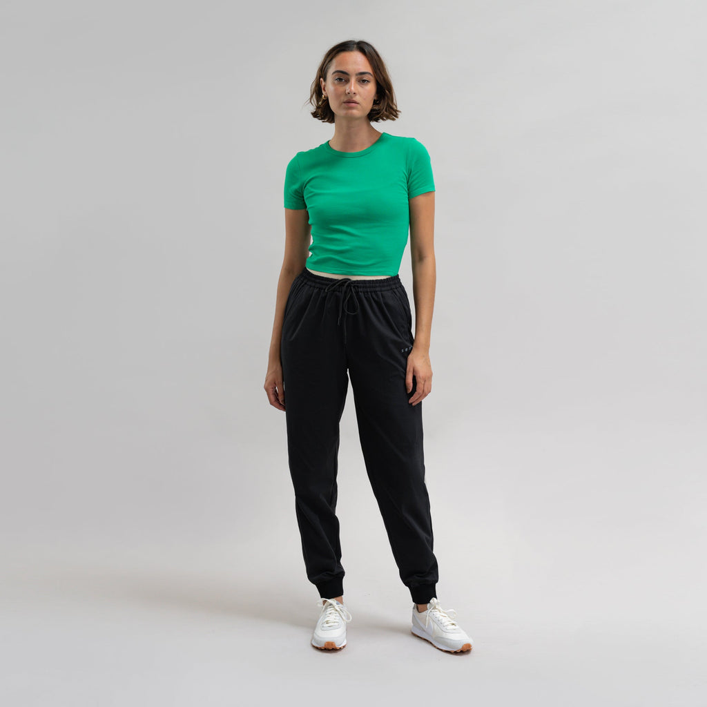 custom bespoke athleisure drawstring jogger model Moe in Black