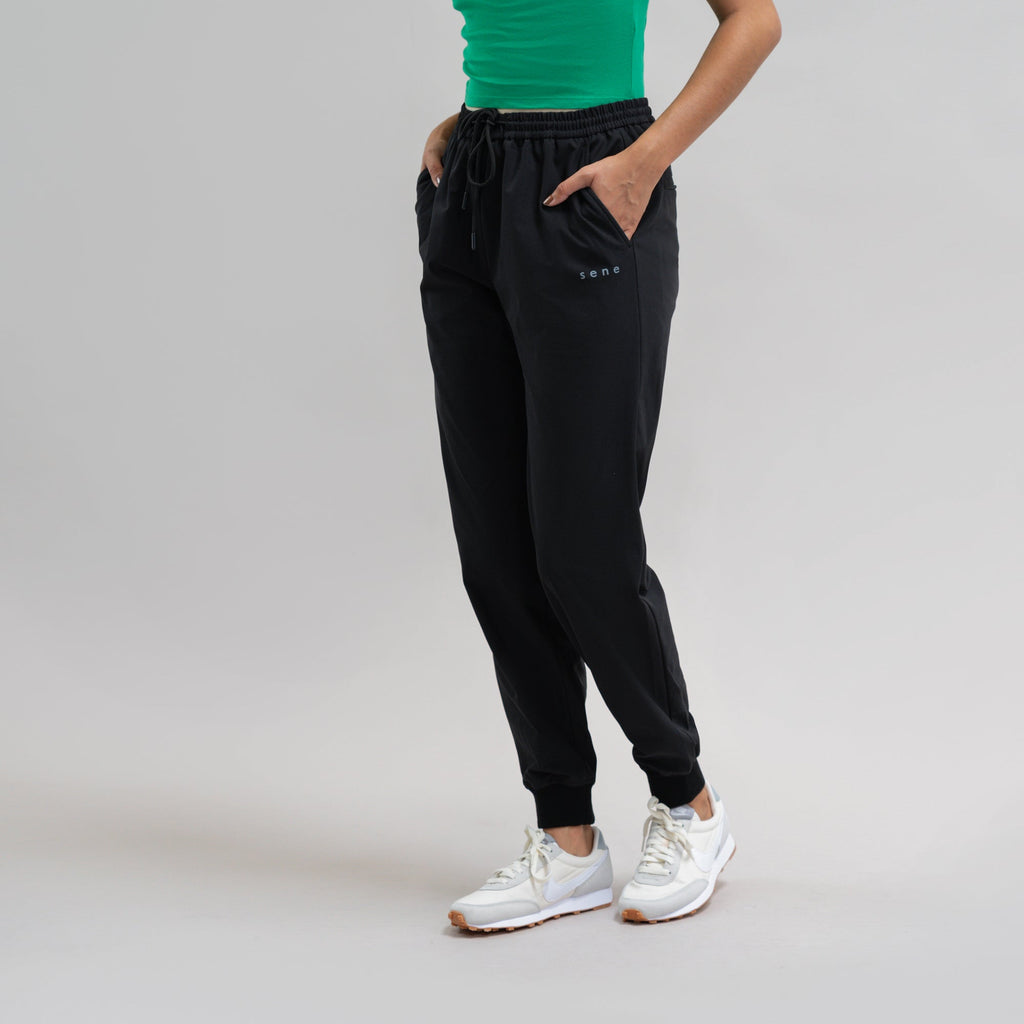 custom bespoke athleisure drawstring jogger model Moe in Black