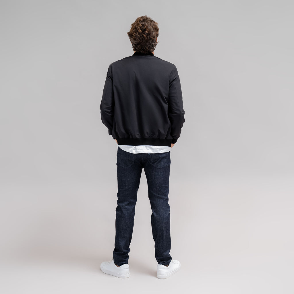 men's custom bomber jacket model John in Black